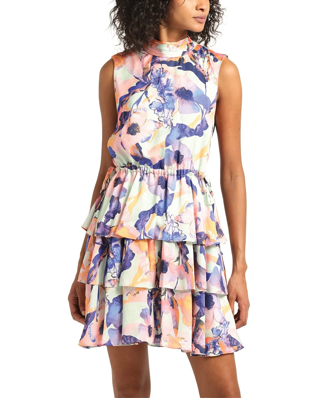 Derek Lam 10 Crosby Ida Floral Print Satin Tiered Dress - 1
