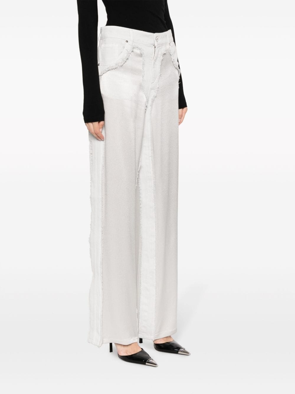 high-waist satin-panelled jeans - 3