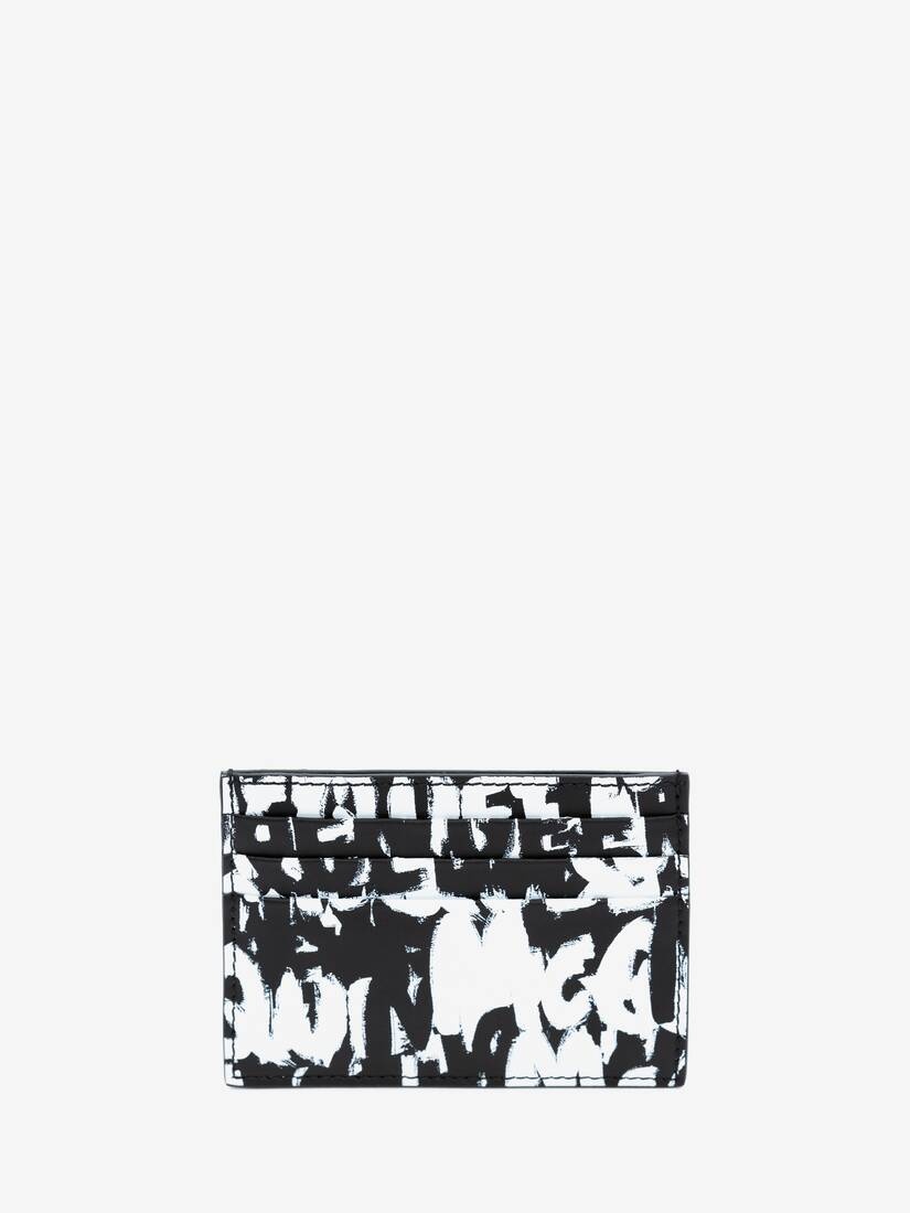 Mcqueen Graffiti Card Holder in Black/white - 1