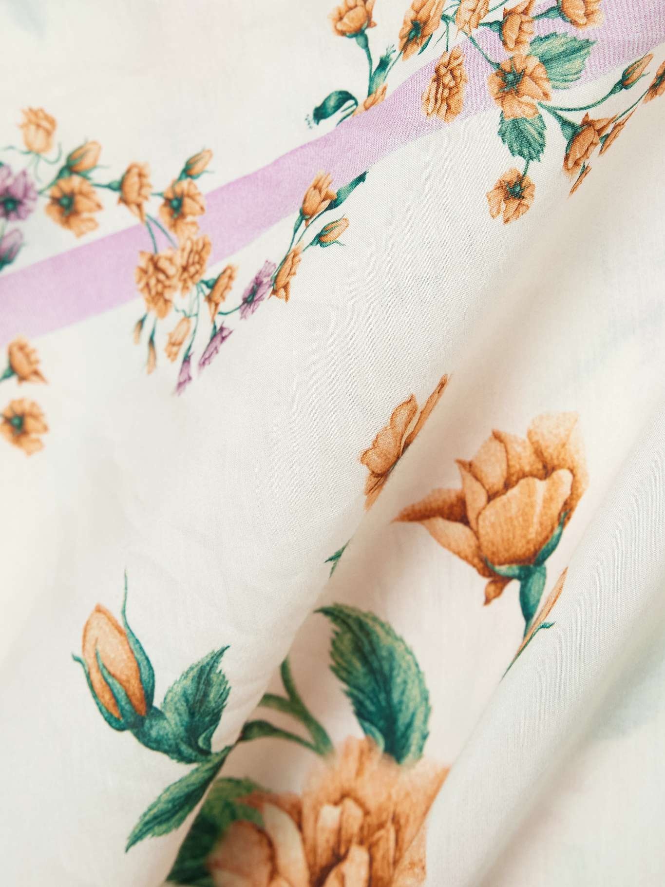 Lavanda Chinesis floral-print cotton and silk-blend voile pareo White - 3
