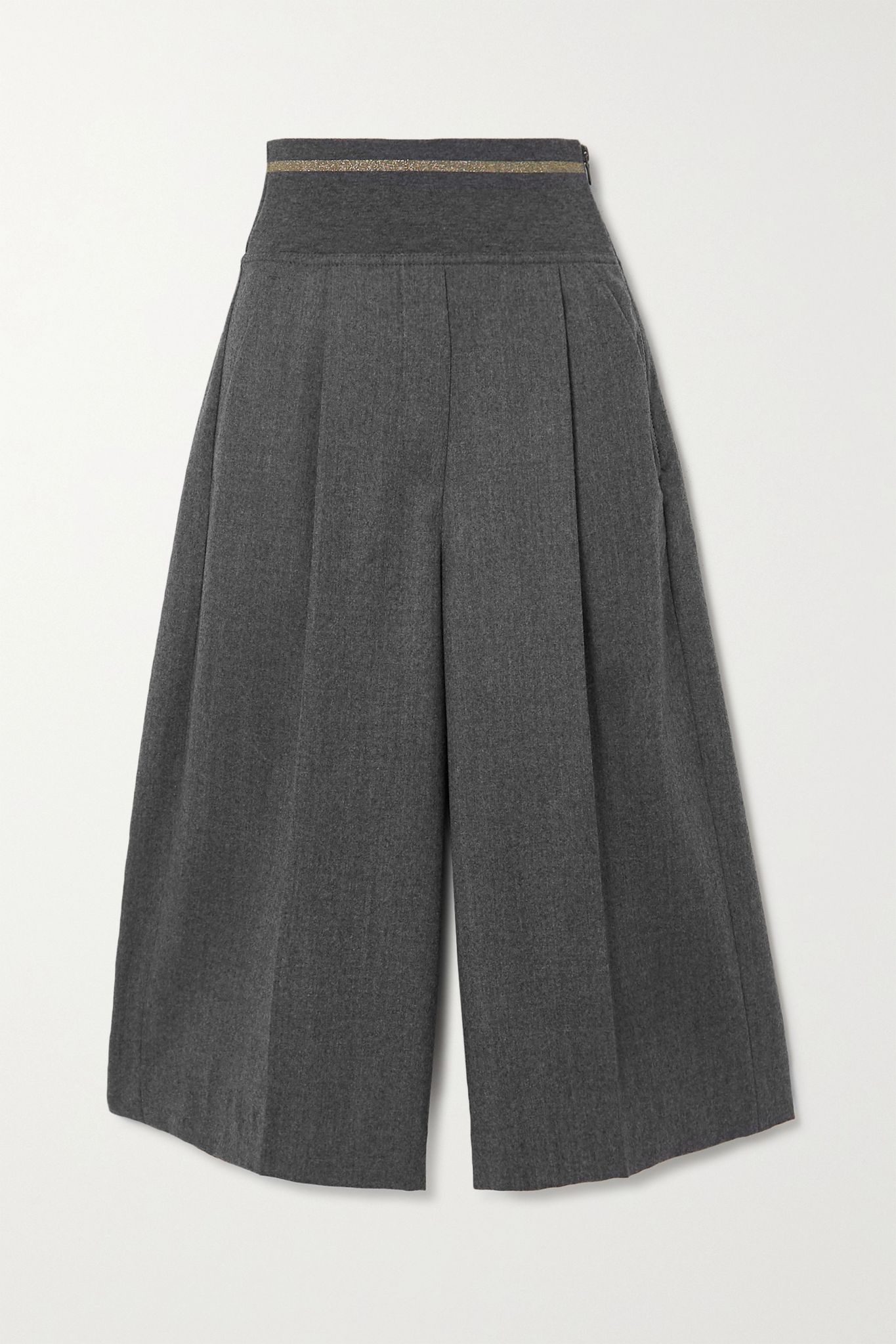 Pleated wool-flannel culottes - 1