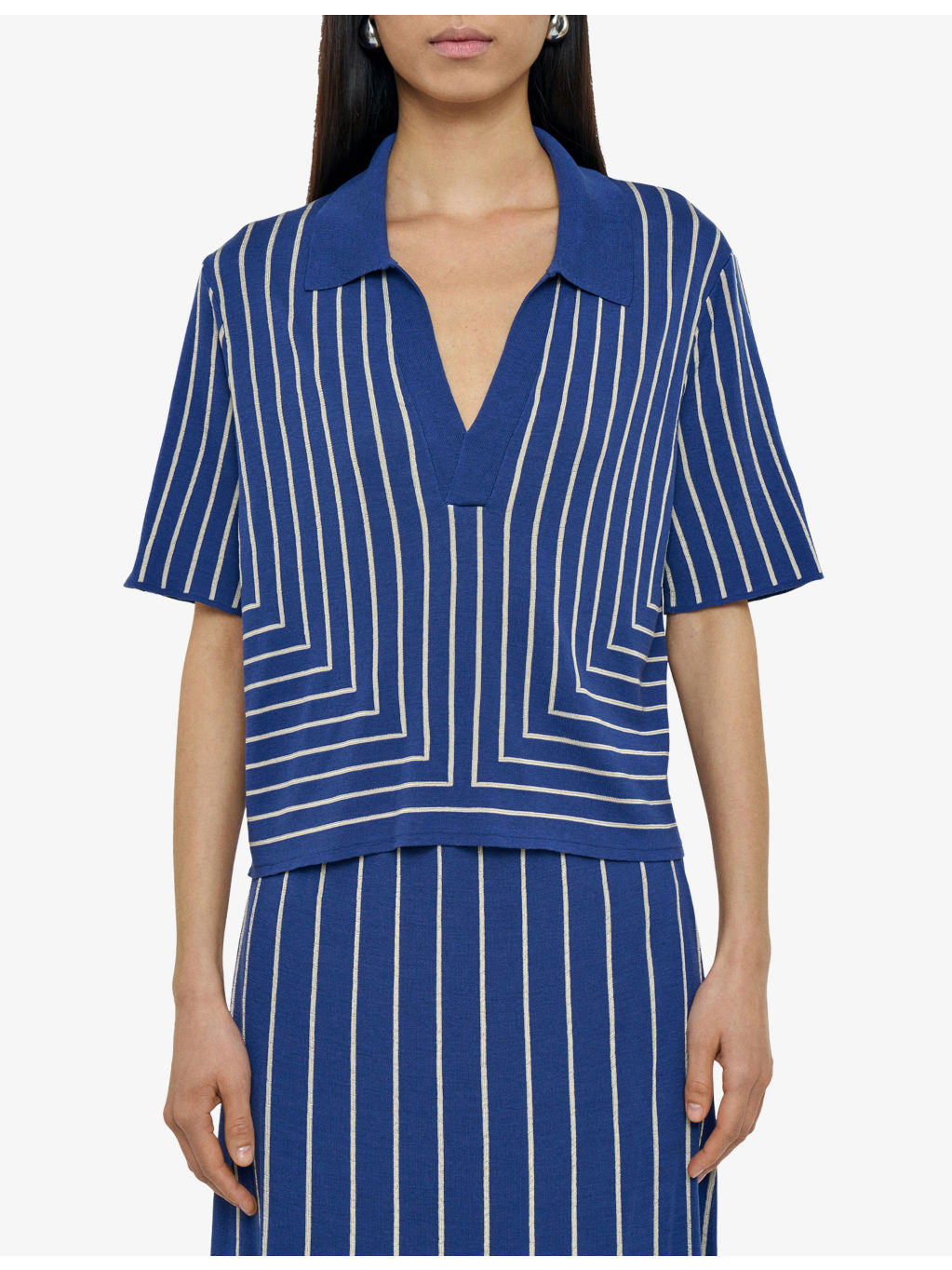Geometric-Pattern Open-Collar Viscose, Silk and Cotton-Blend Top - 3