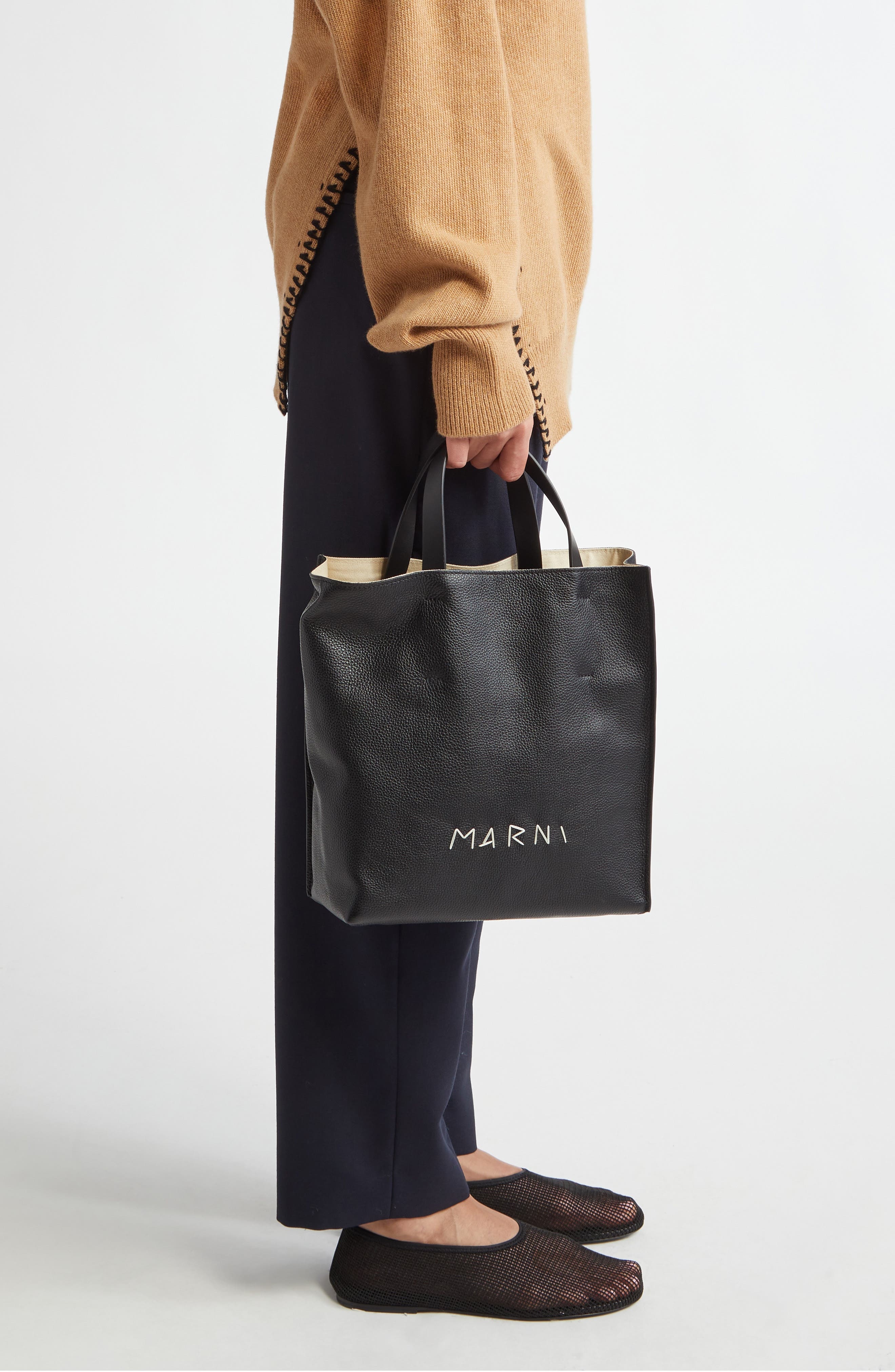 Marni Museo Small Soft Leather Tote in Black at Nordstrom - 2