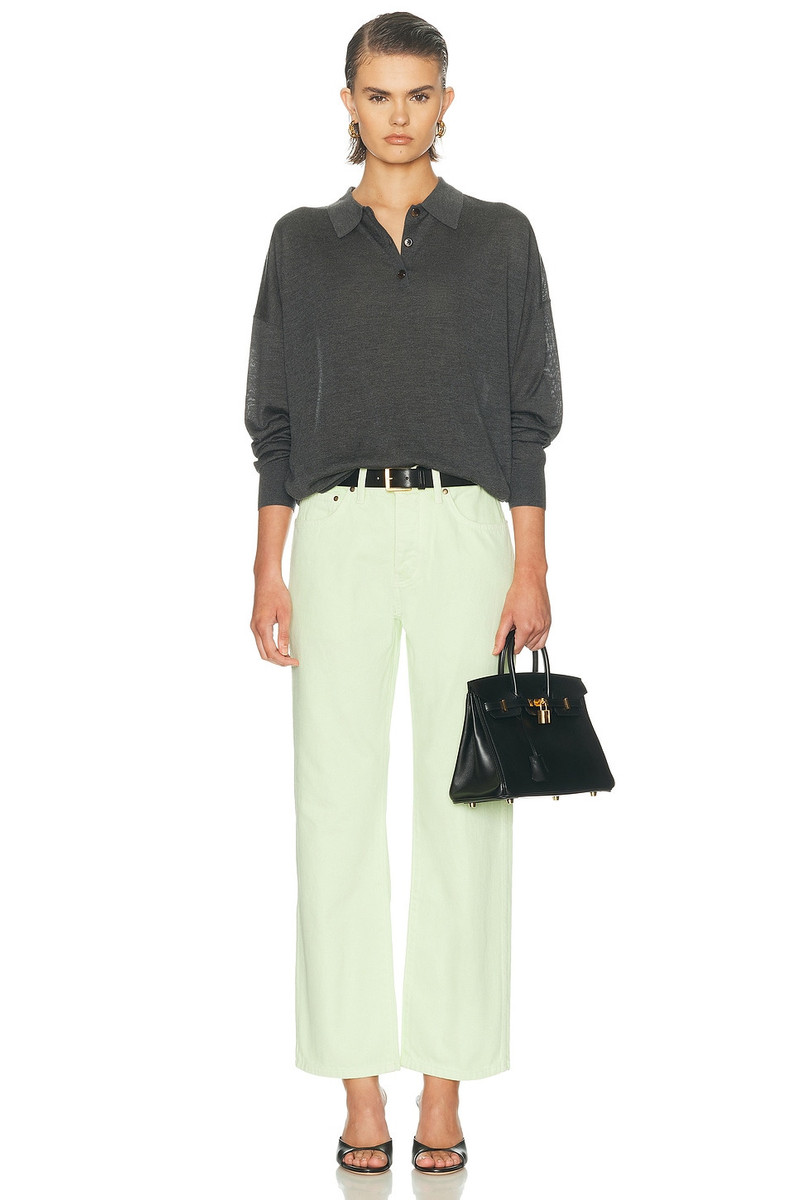 RENGGLI Silk Cashmere Boxy Long Sleeve Polo Top outlook