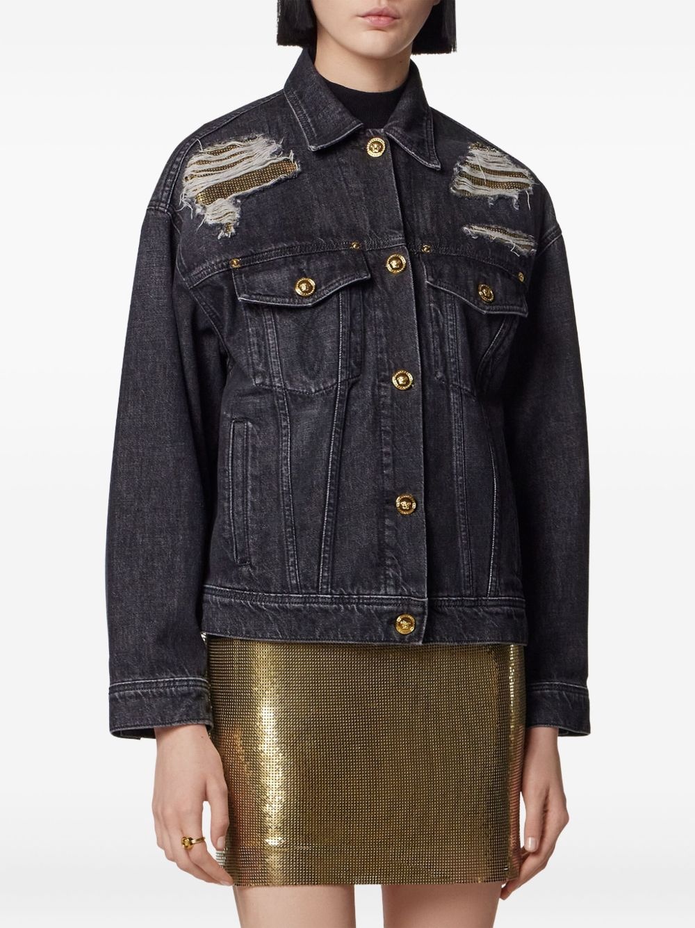 distressed denim jacket - 3