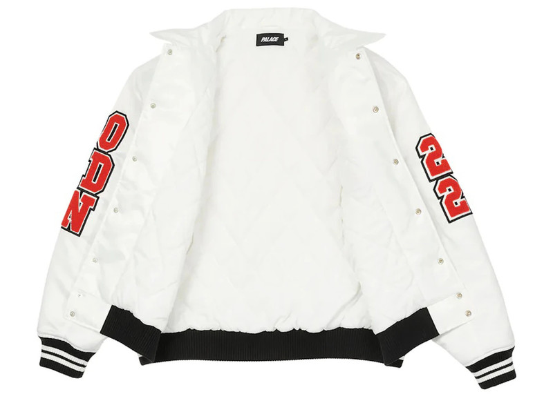 PALACE Palace Satin Varsity Jacket White outlook