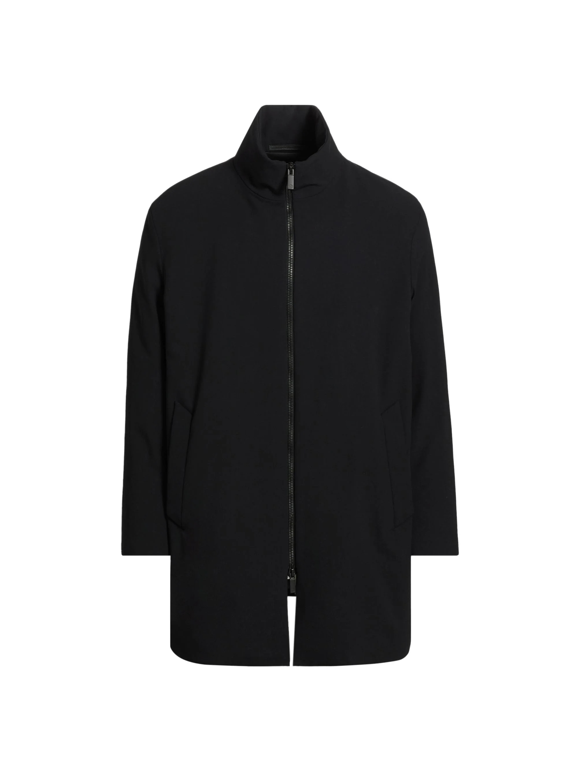 Men's Long Wool Zip-Up Jacket - Navy - 1