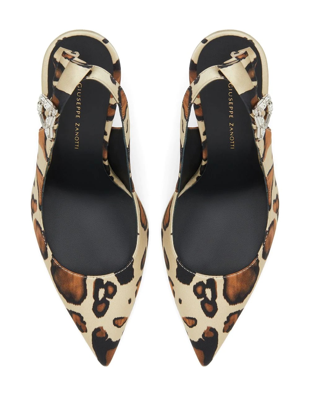 bejewelled buckle leopard pumps - 4