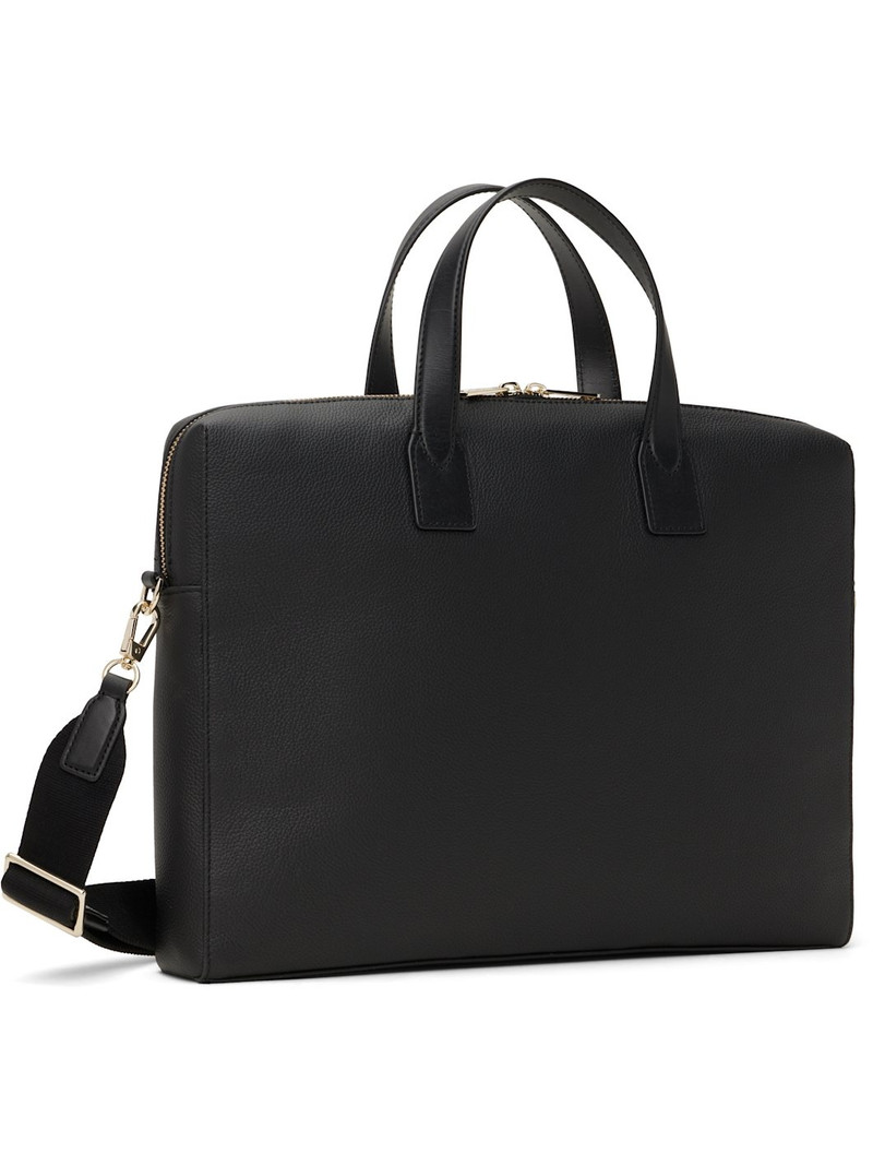 Black Leather Signature Stripe Trim Folio Briefcase 3