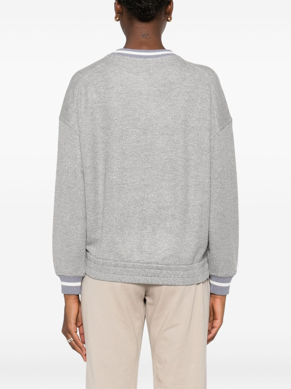 embroidered-detail ribbed-cuff sweater - 4