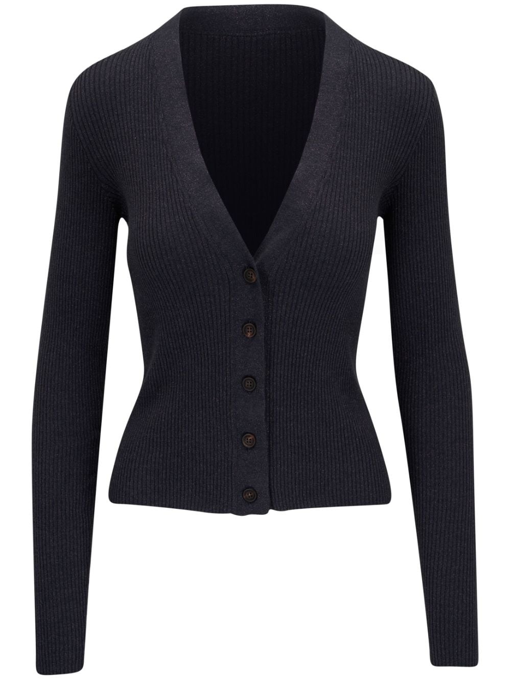 V-neck ribbed-knit cardigan - 1