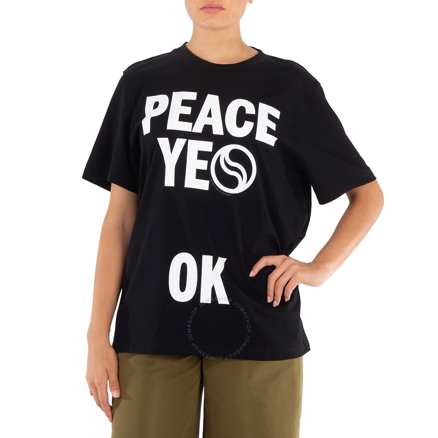 Stella McCartney Ladies Black Slogan-Print Cotton T-Shirt - 3