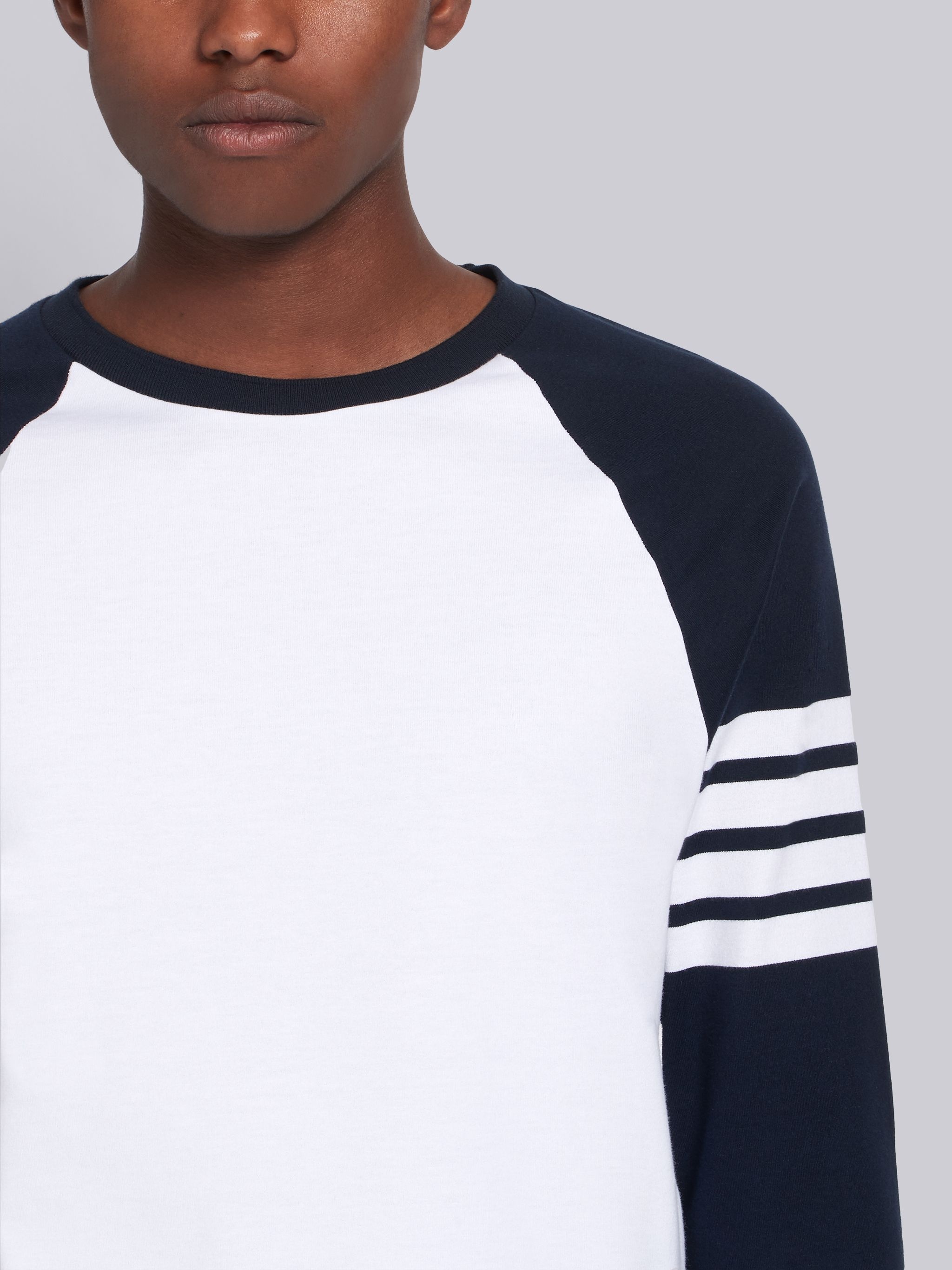 Navy Medium Weight Jersey 3/4 Sleeve 4-Bar Baseball Tee - 5