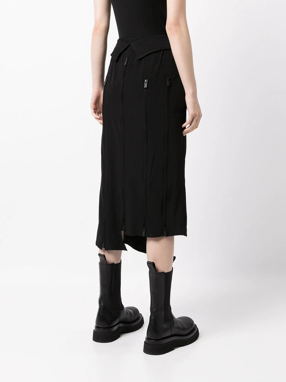asymmetric zip detail skirt - 4
