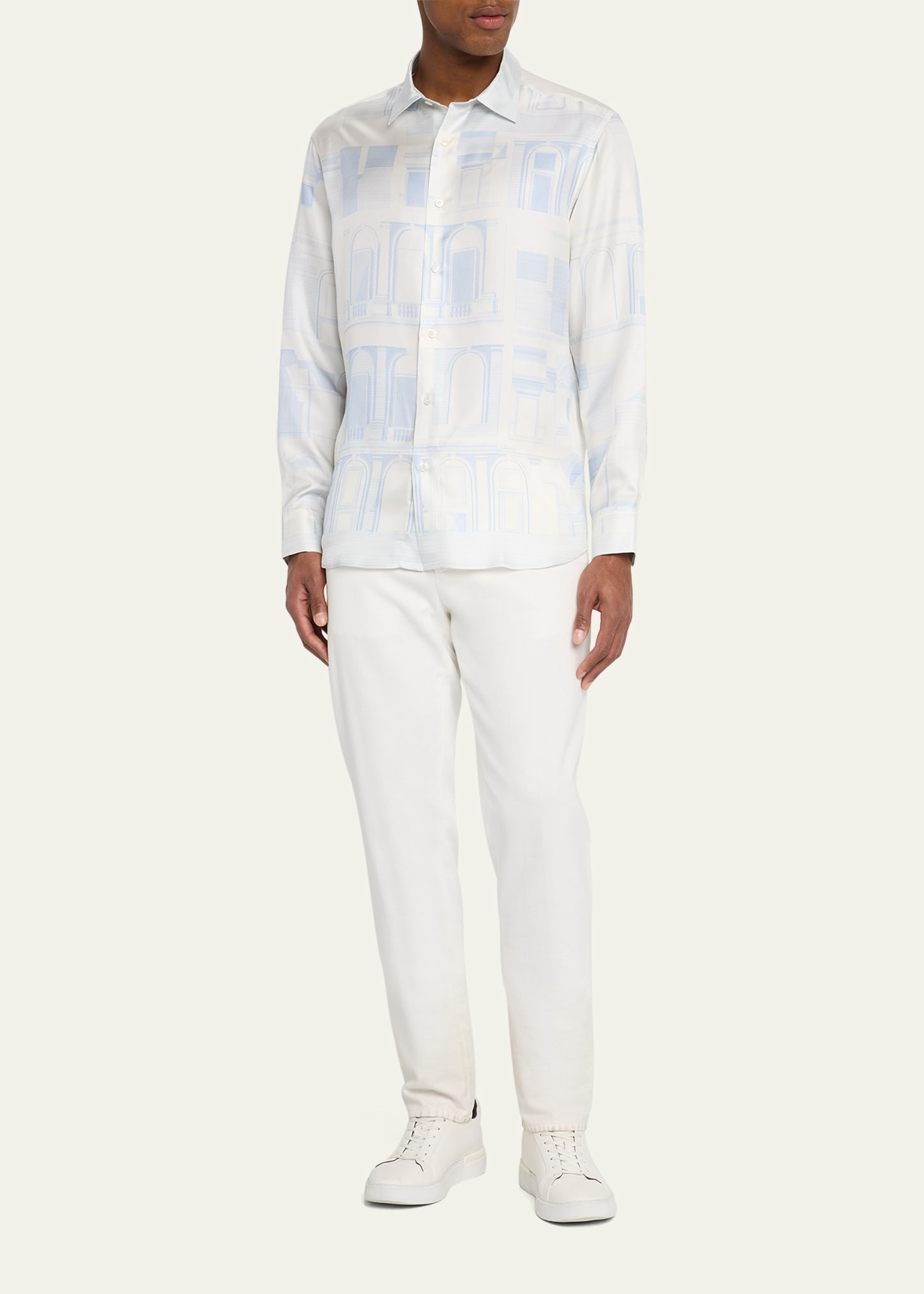 Men's Palace-Print Silk Dress Shirt - 2