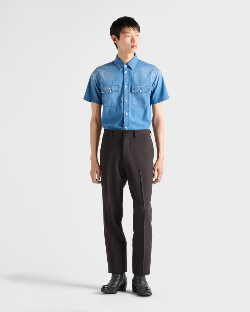 Prada Short-sleeved light denim shirt outlook