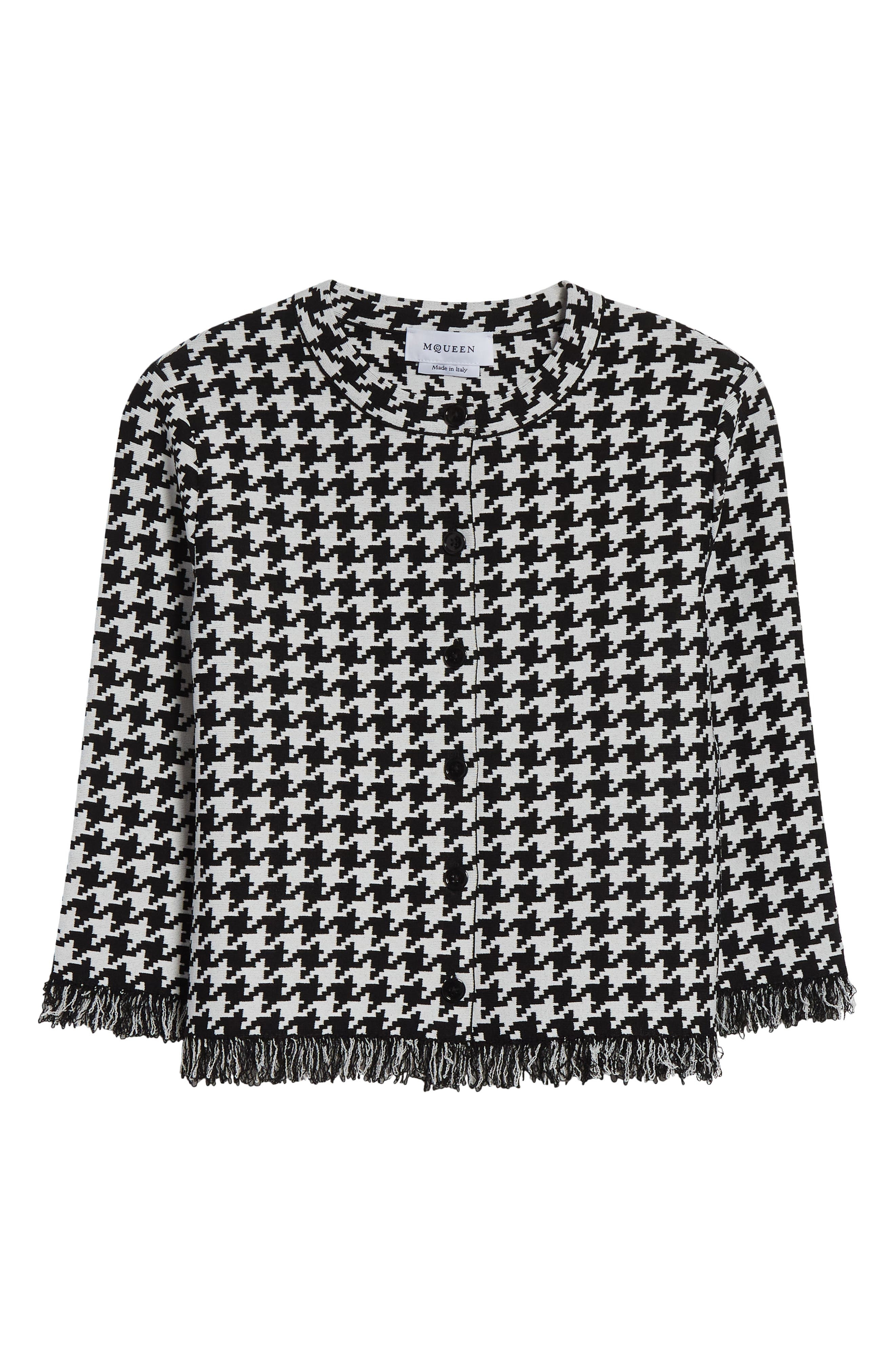 McQueen Houndstooth Check Cardigan in Black/Ivory at Nordstrom - 6