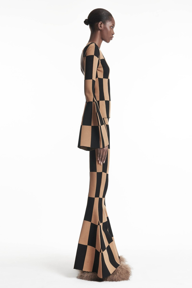 KNIT CHECK TOP BROWN BLACK 2