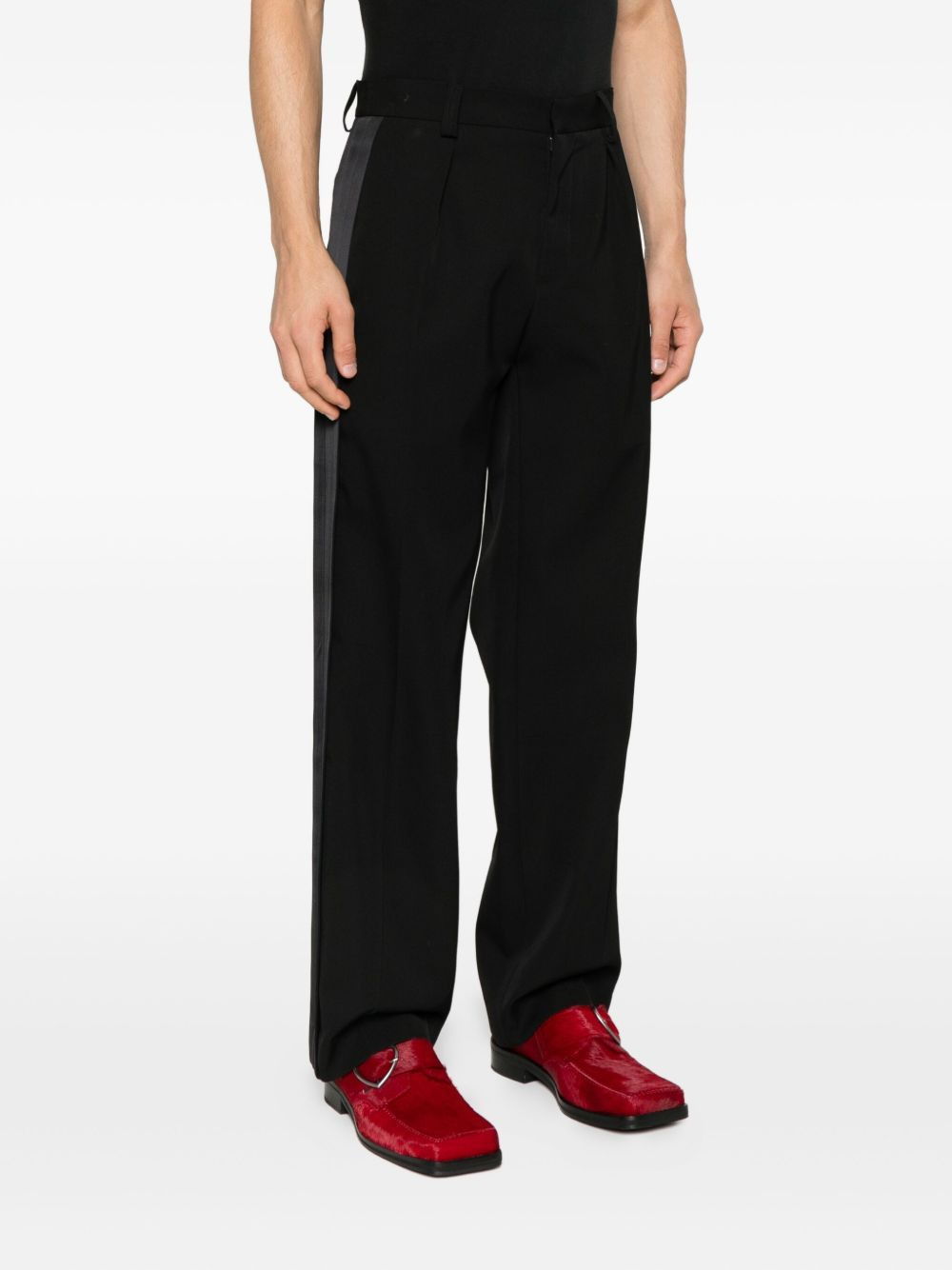 pleated side-stripe trousers - 3
