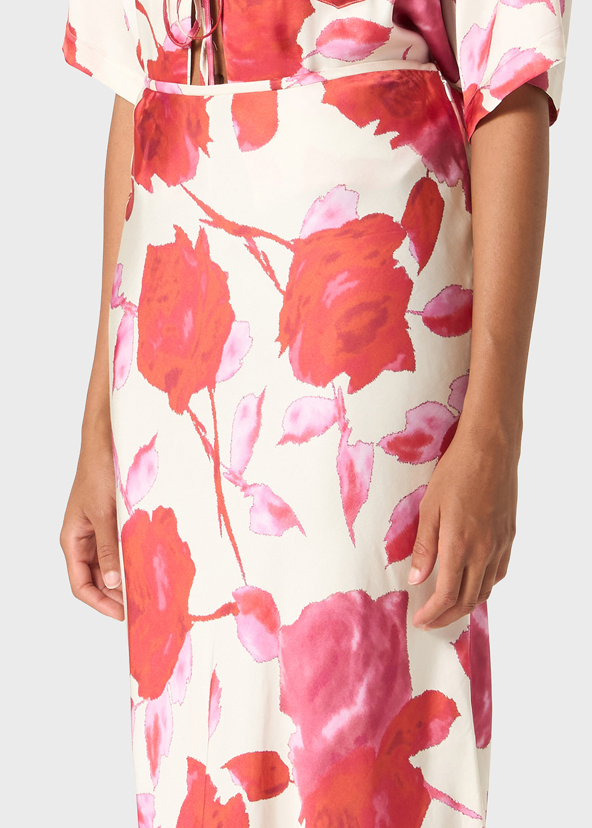 PRINTED SATIN MIDI SKIRT - 5