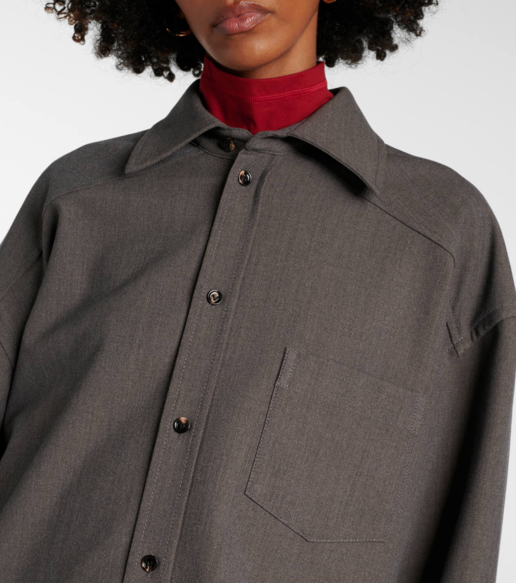 Oversized wool-blend shirt - 4