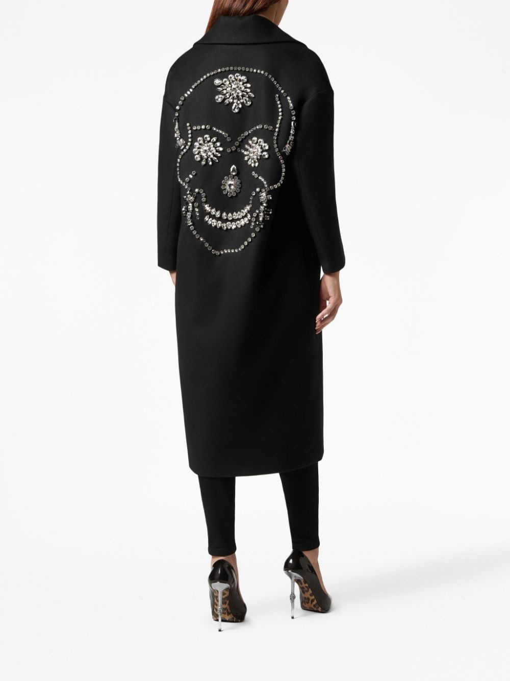 crystal-embroidered skull coat - 4