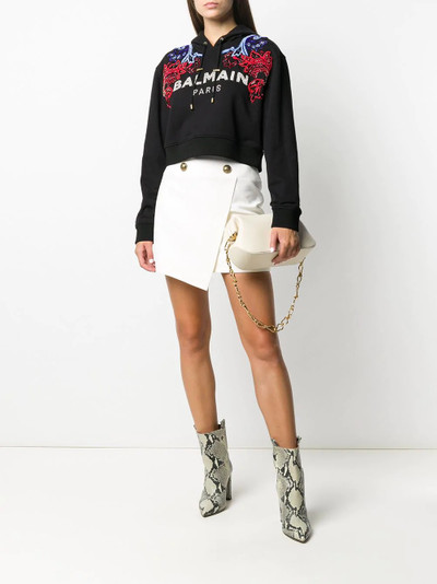 Balmain crystal logo embellished hoodie outlook