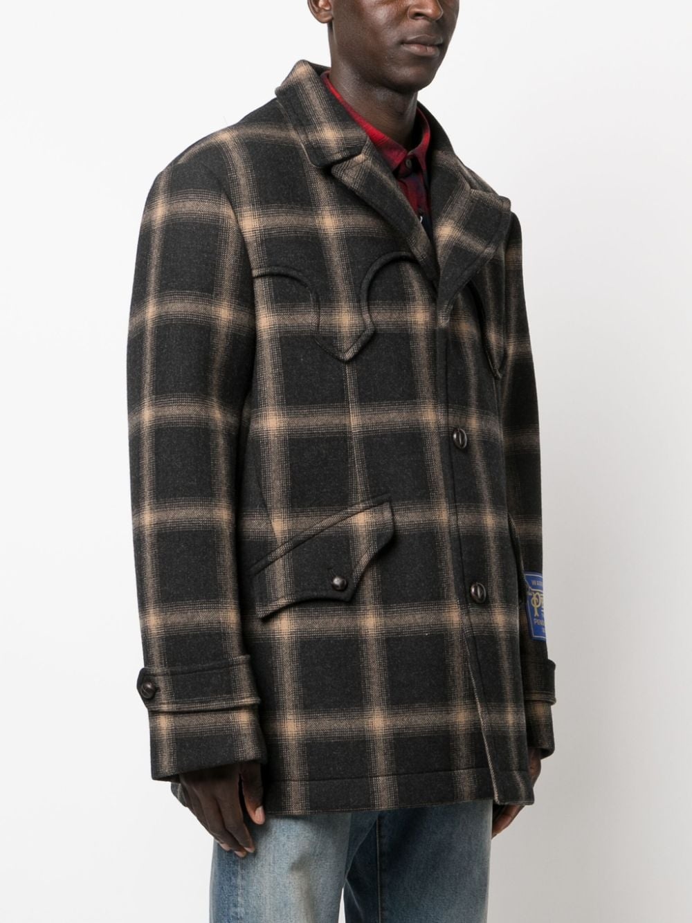 Pendleton check-print wool coat - 4