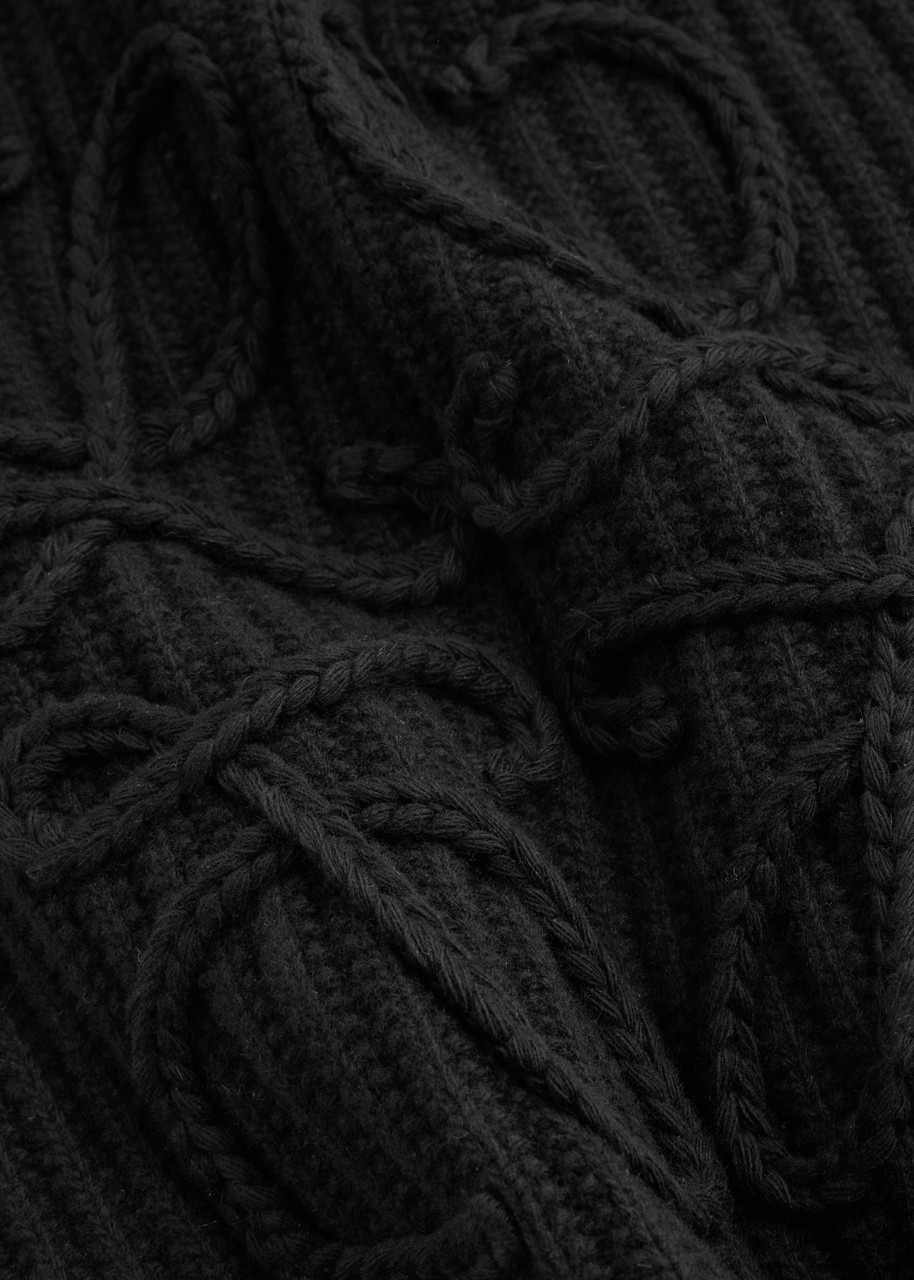 Loewe Anagram-appliqué Ribbed Wool Scarf - 3