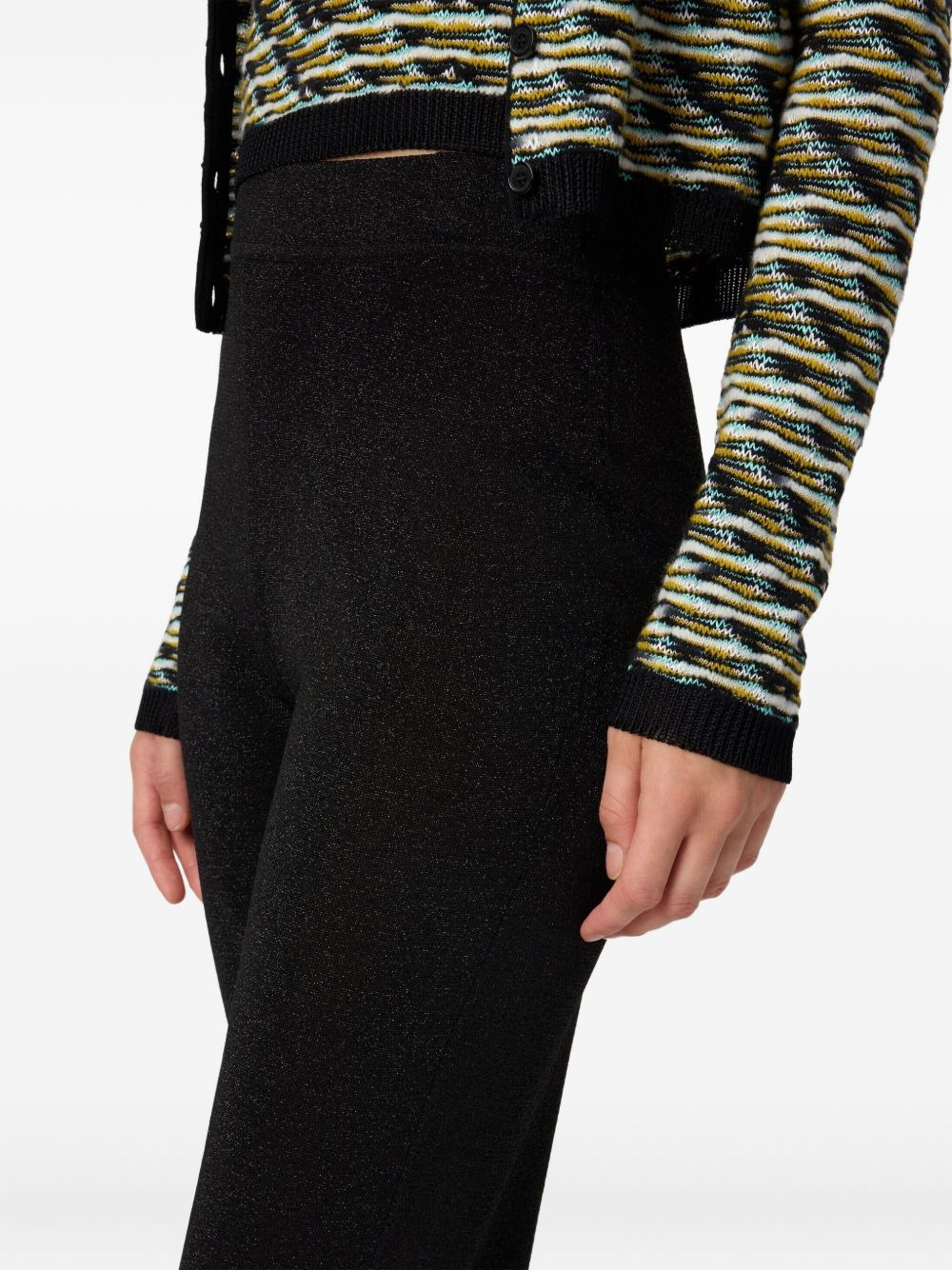 glitter-knit flared trousers - 4