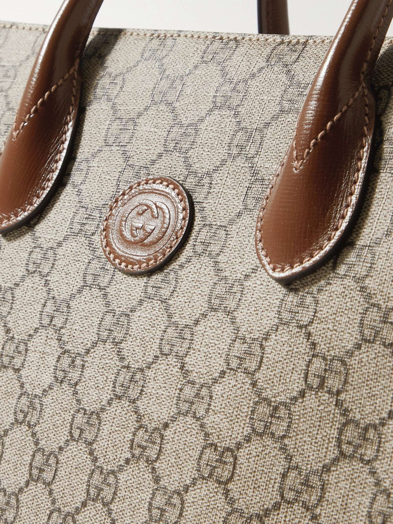 Ophidia Leather-Trimmed Monogrammed Coated-Canvas Tote Bag 5