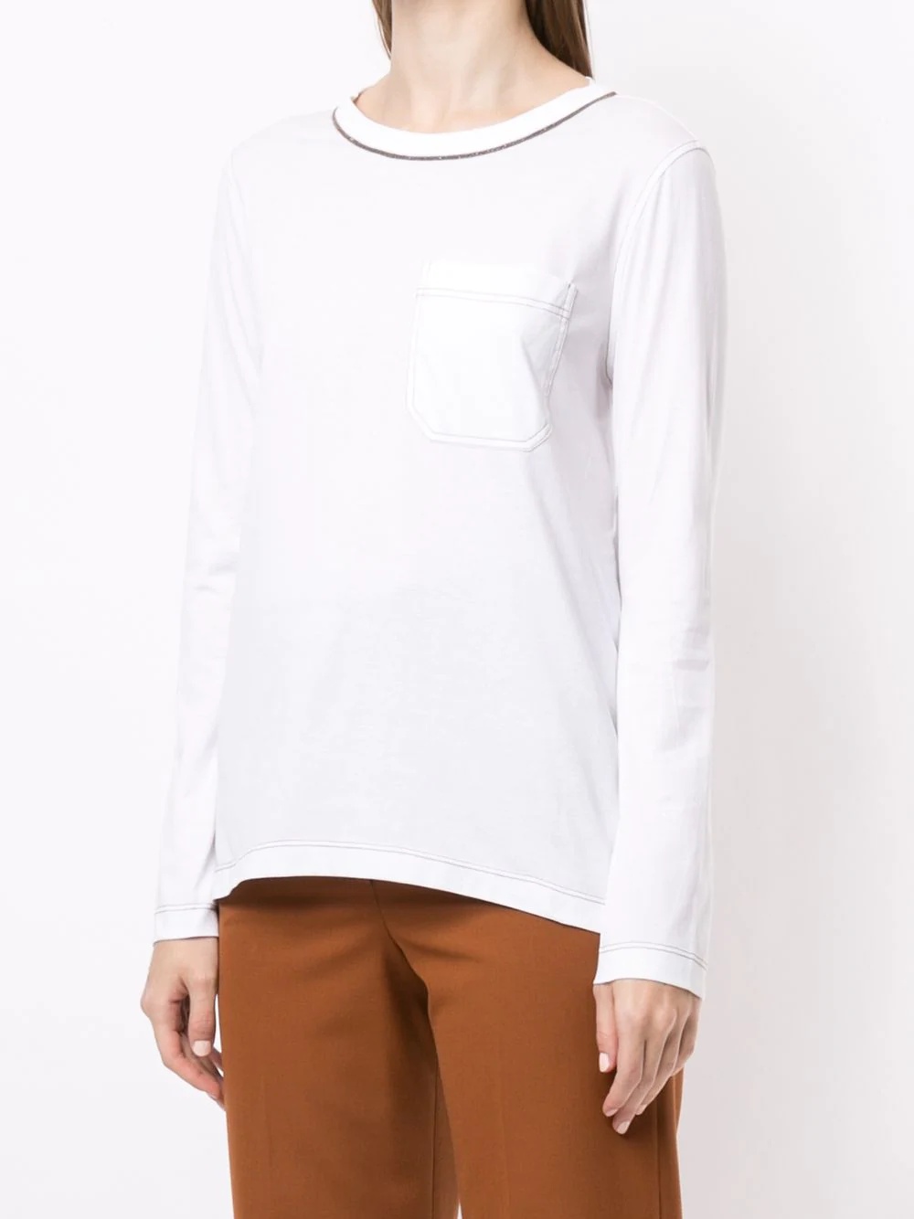 contrast-stitch cotton T-shirt - 3