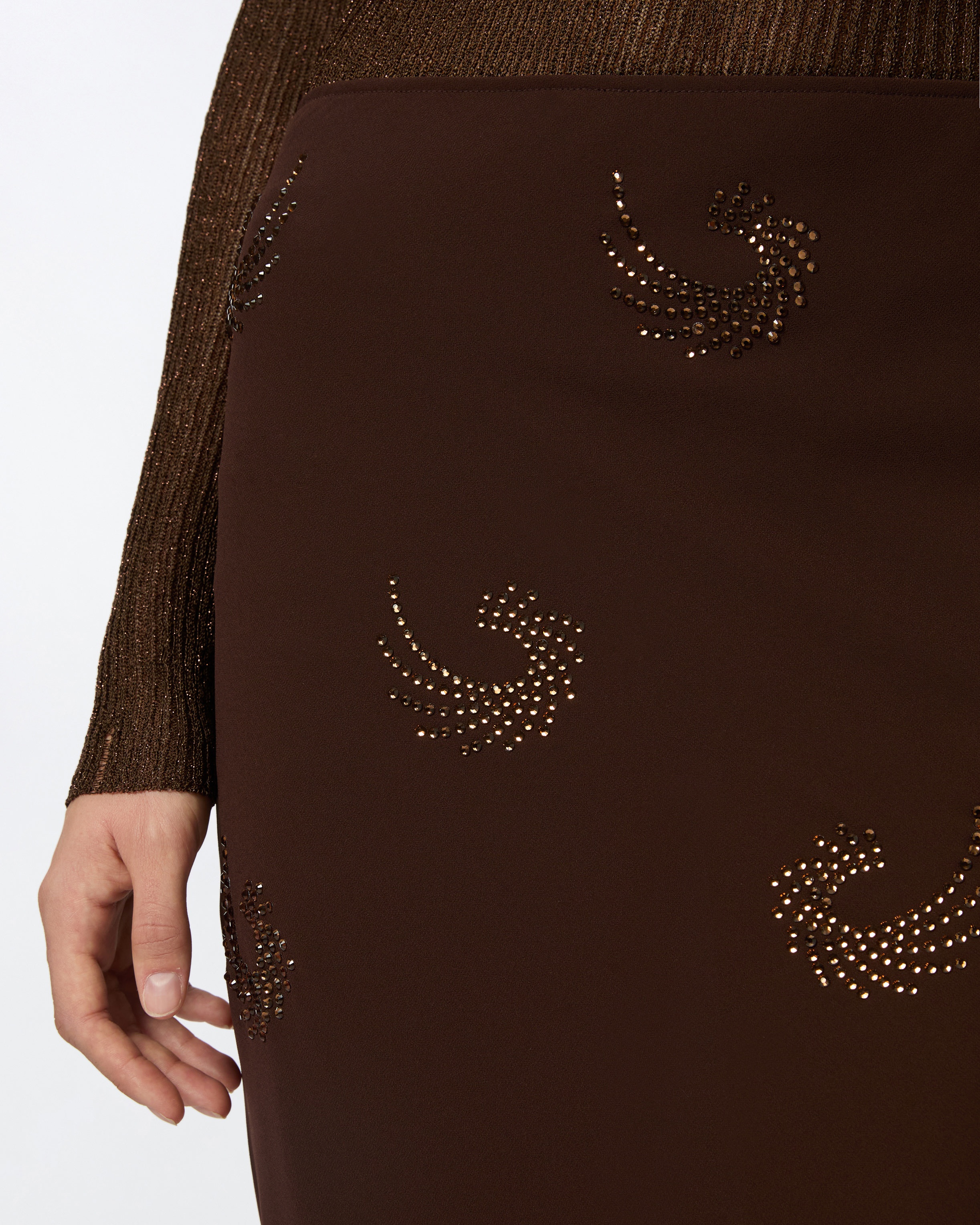 PINKO GEORGETTE SKIRT WITH RHINESTONE SWIRLS | REVERSIBLE
