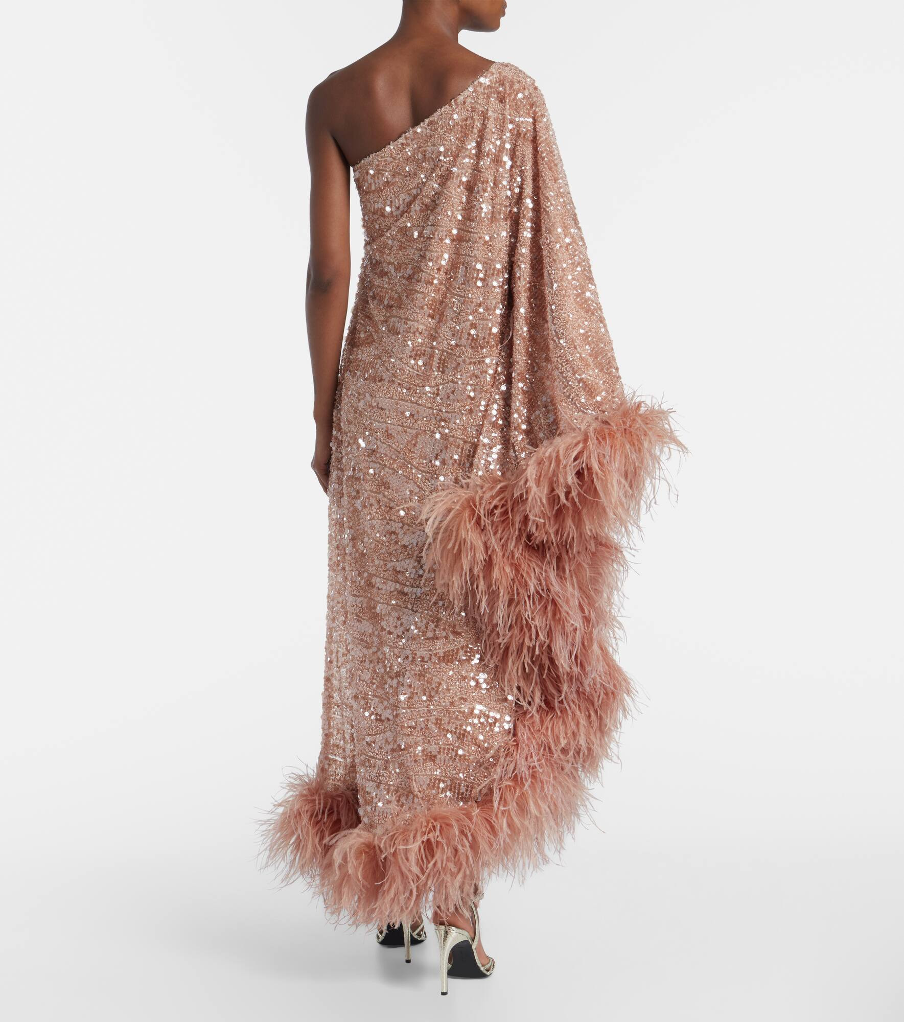 Ubud feather-trimmed sequined gown - 3