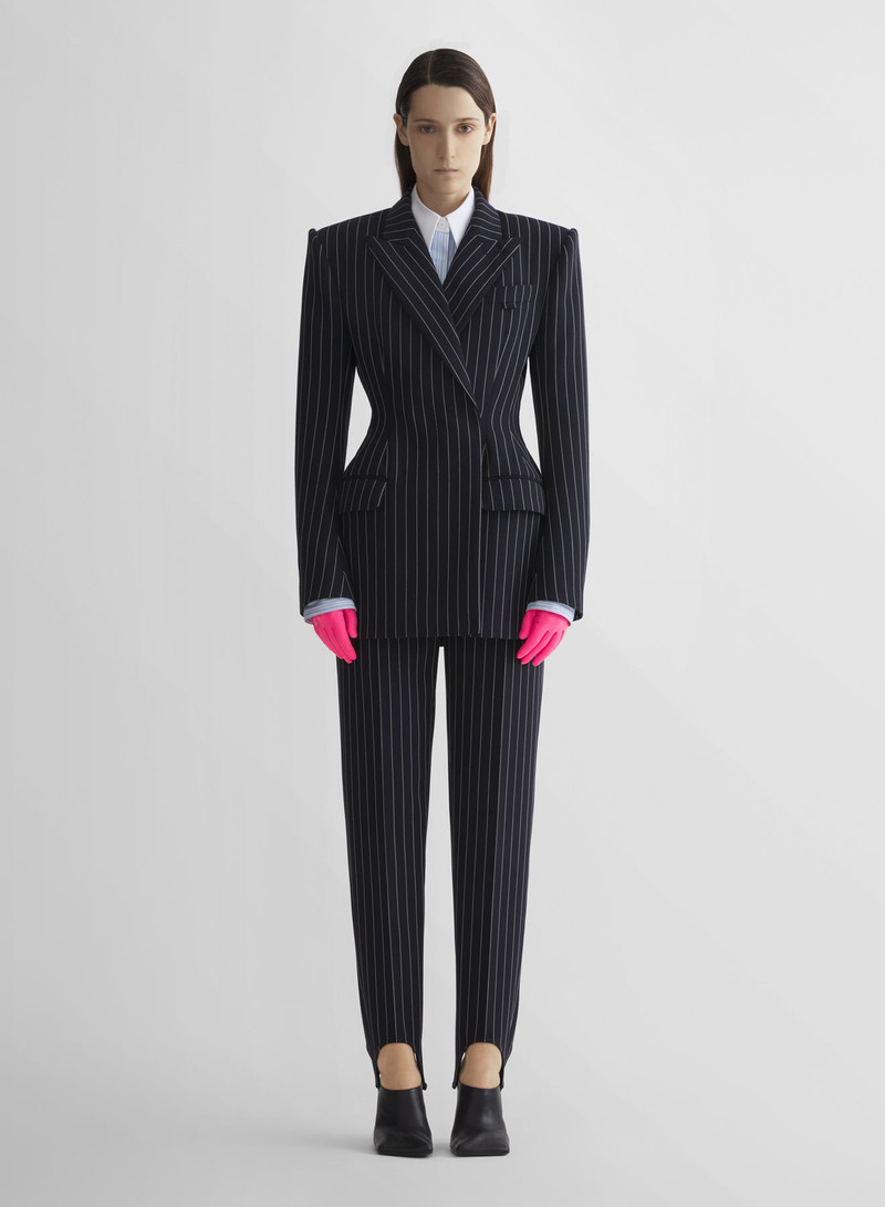 MUGLER pinstripe hourglass jacket outlook