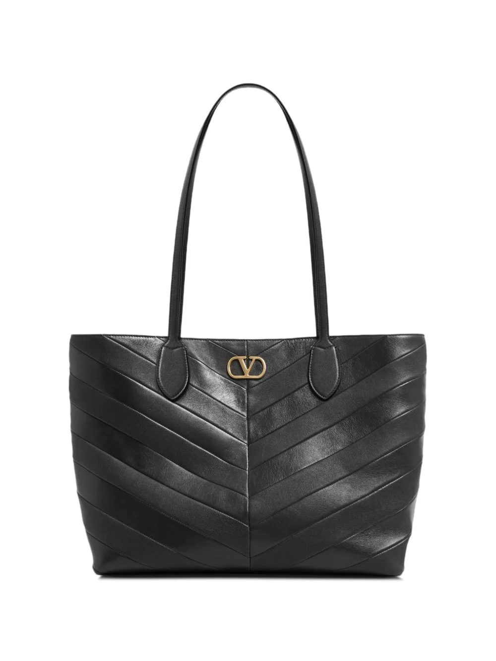 Jean medium shopping bag in nappa with chevron motif - 1