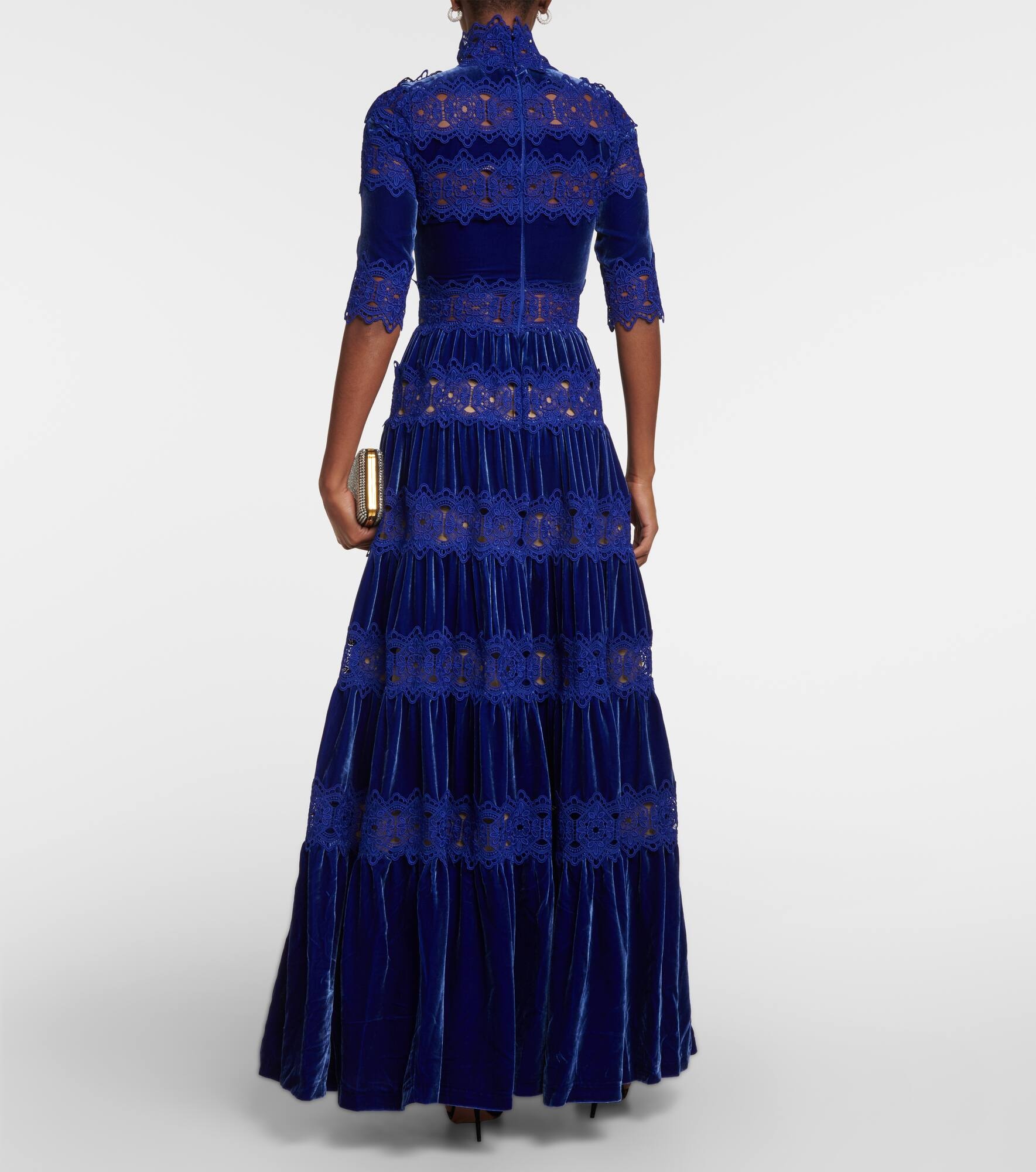 Lissie lace, silk, and velvet gown - 3