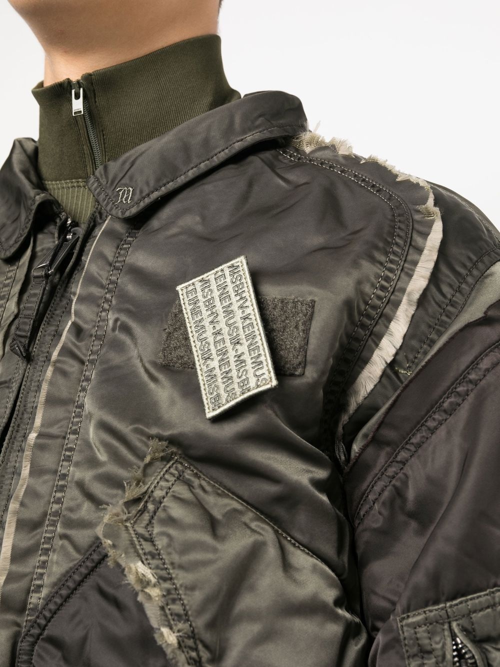 logo-patch panelled bomber jacket - 5