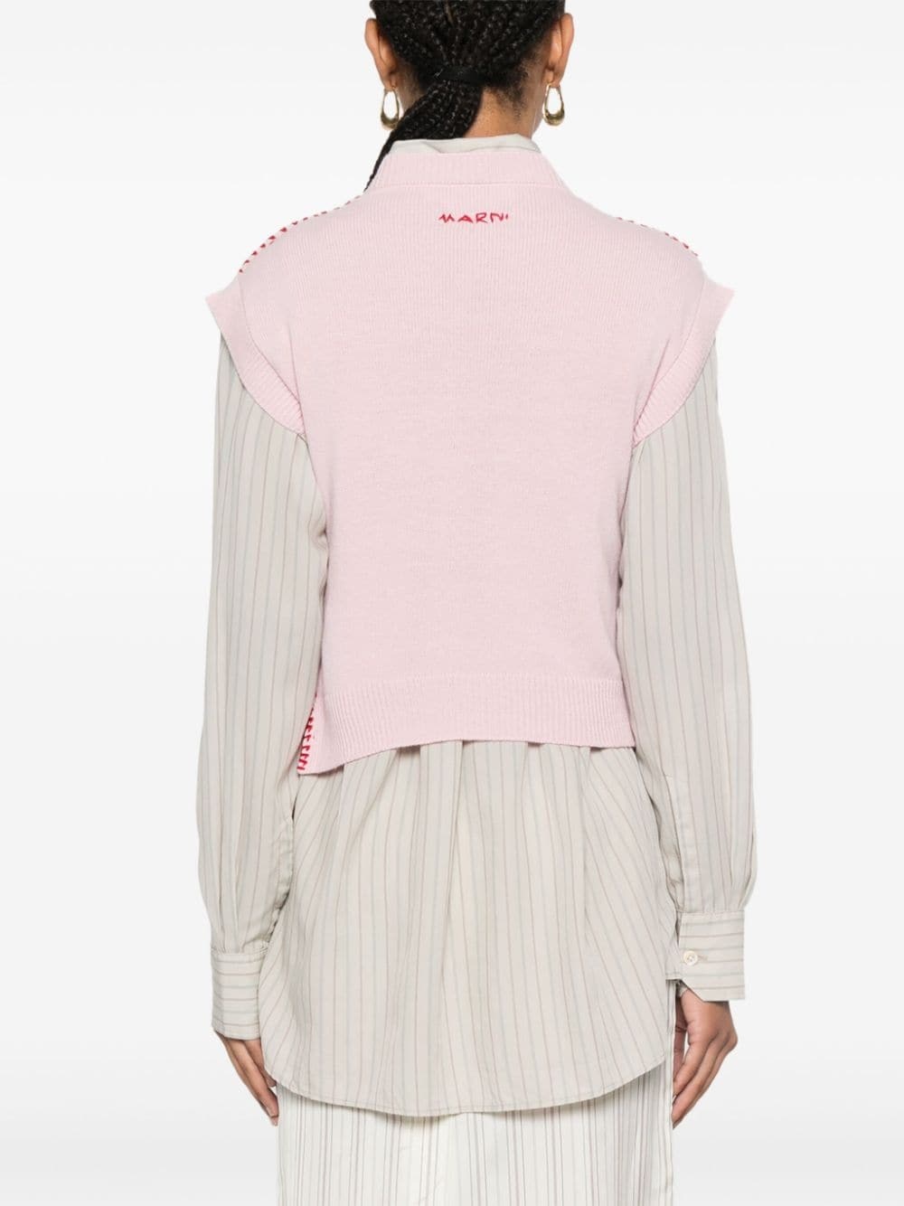 embroidered-logo knitted vest - 4