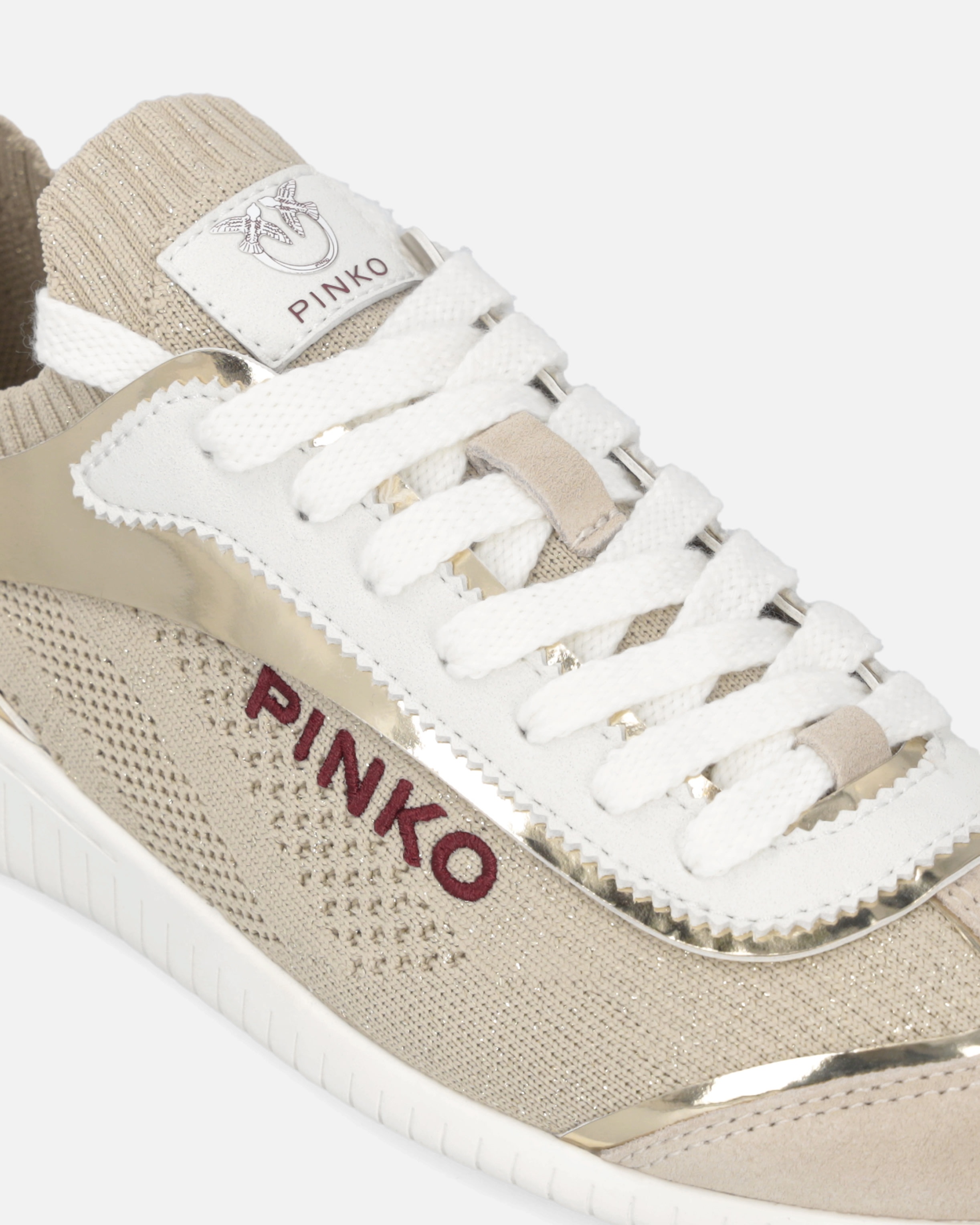 KNIT LOW-TOP SNEAKERS WITH MIRROR-FINISH INSERTS - 4