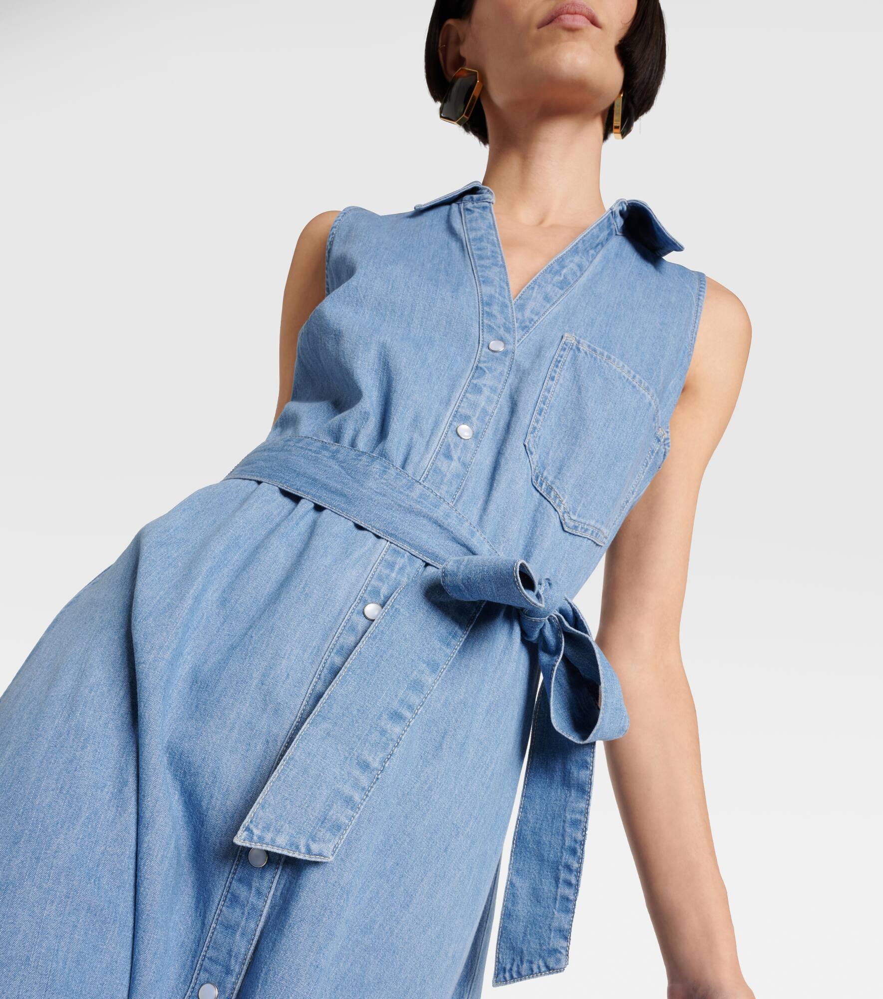 Edwina belted denim midi dress - 5