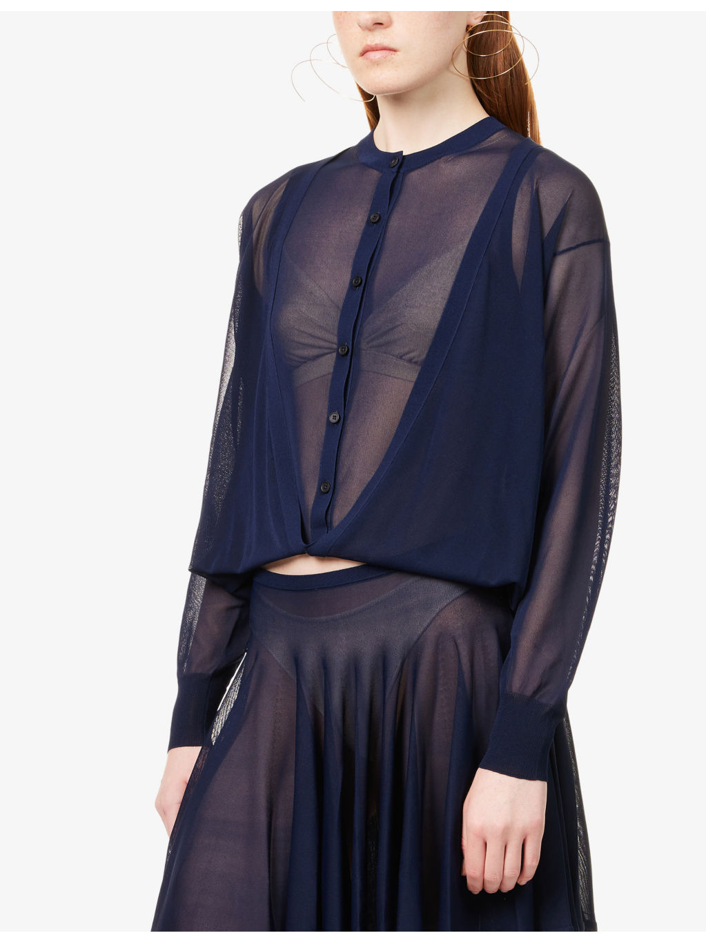 Folded Sheer Knitted Cardigan - 3