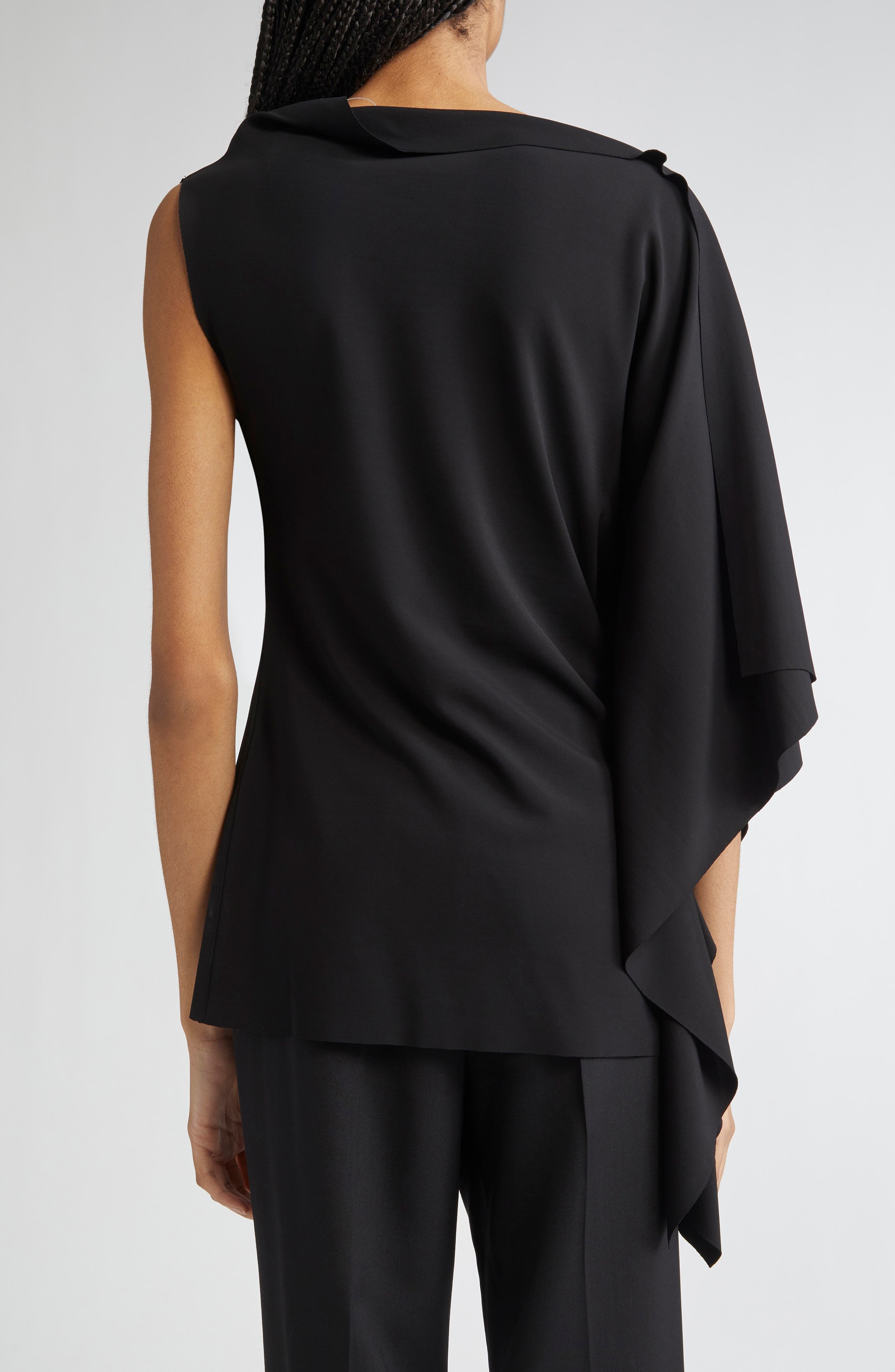 SPORTMAX Fiorella Asymmetric Jersey Top in Black at Nordstrom - 3
