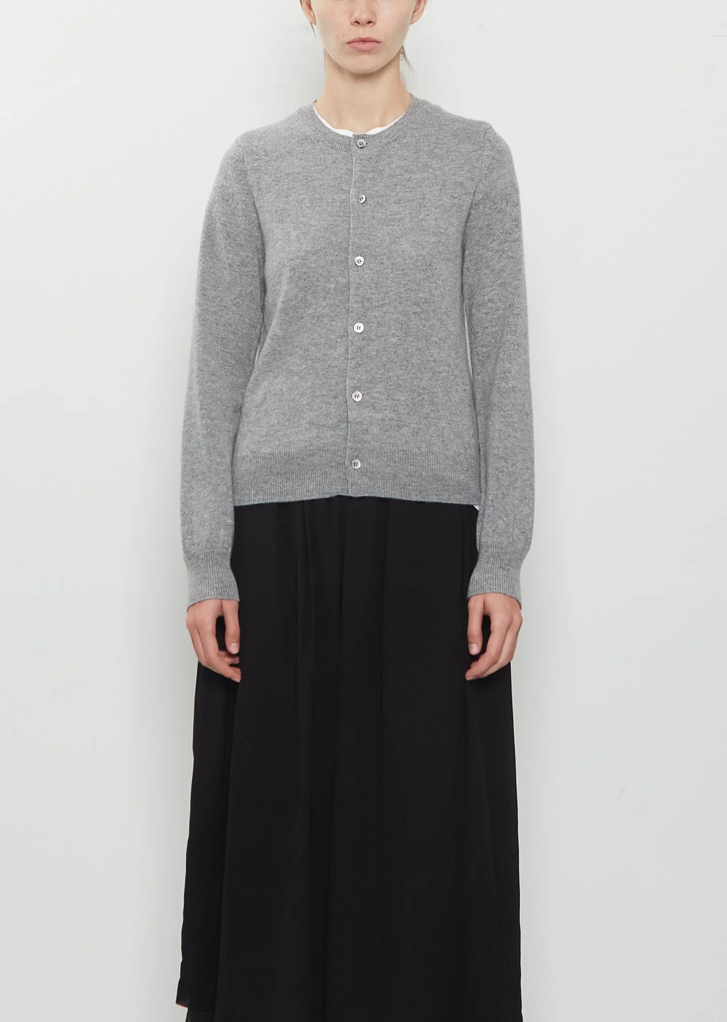 12 Gauge Cashmere Jersey Cardigan — Grey - 1