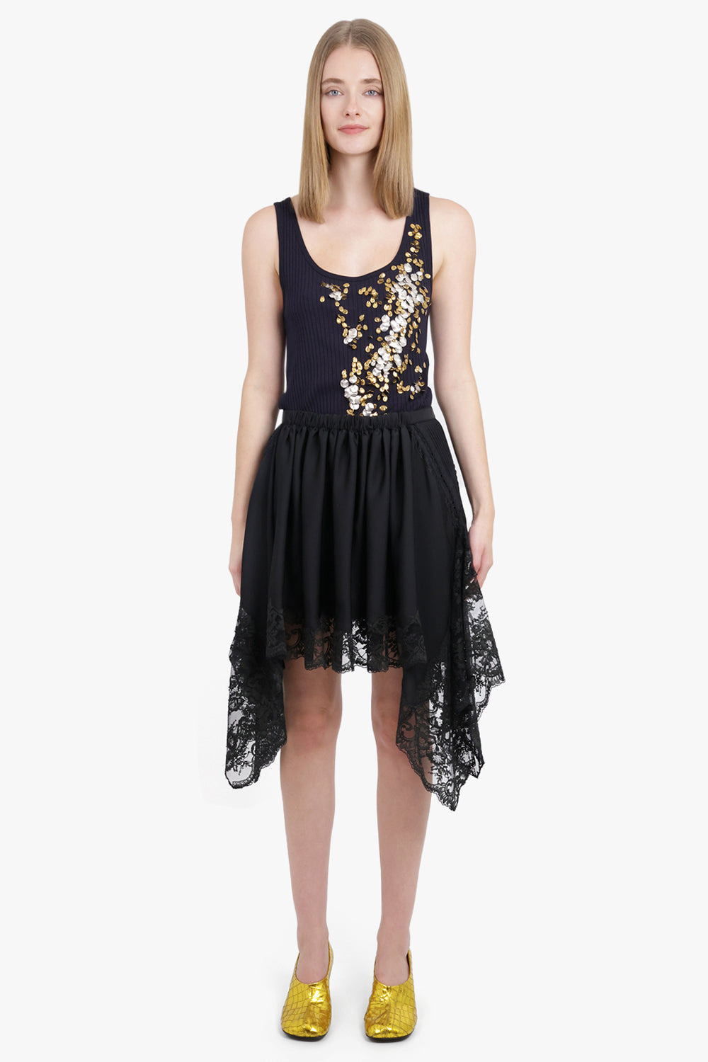 HOLLY EMBROIDERED KNIT SINGLET | NAVY/GOLD/SILVER - 4
