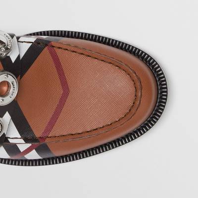 Burberry Logo Detail Chevron Check Leather Loafers outlook