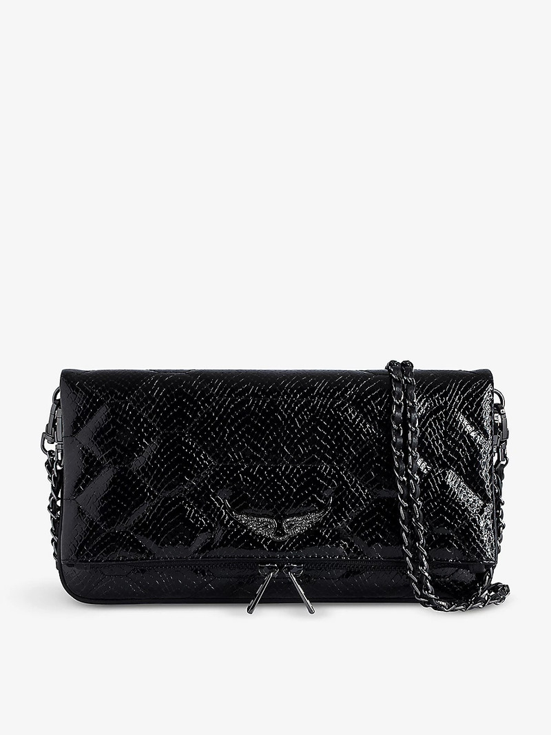 Rock croc-embossed leather cross-body bag 1