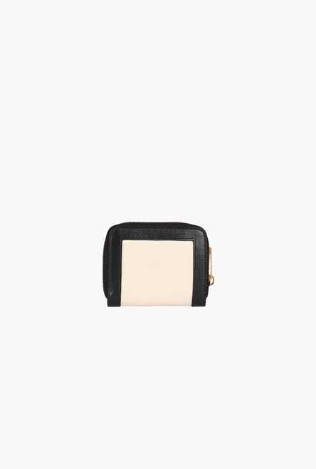 Black and white leather 1945 coin pouch with leather panels - 2