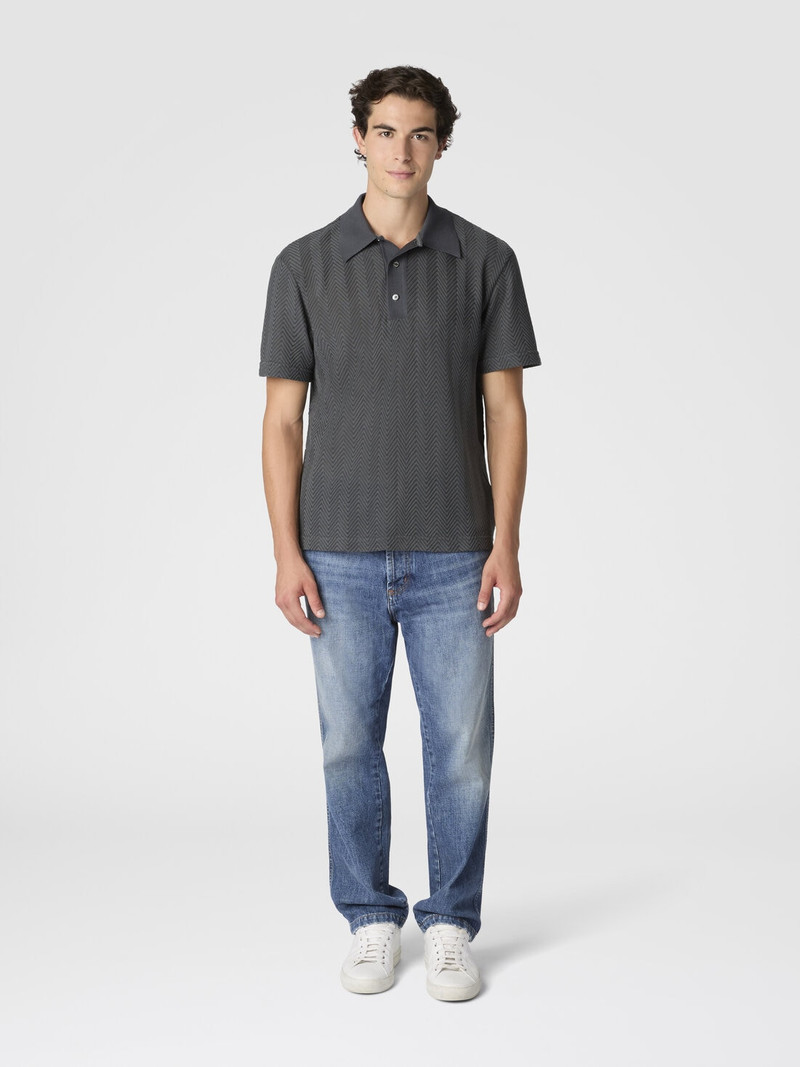 Missoni Cotton and viscose polo shirt with tone-on-tone zigzag outlook