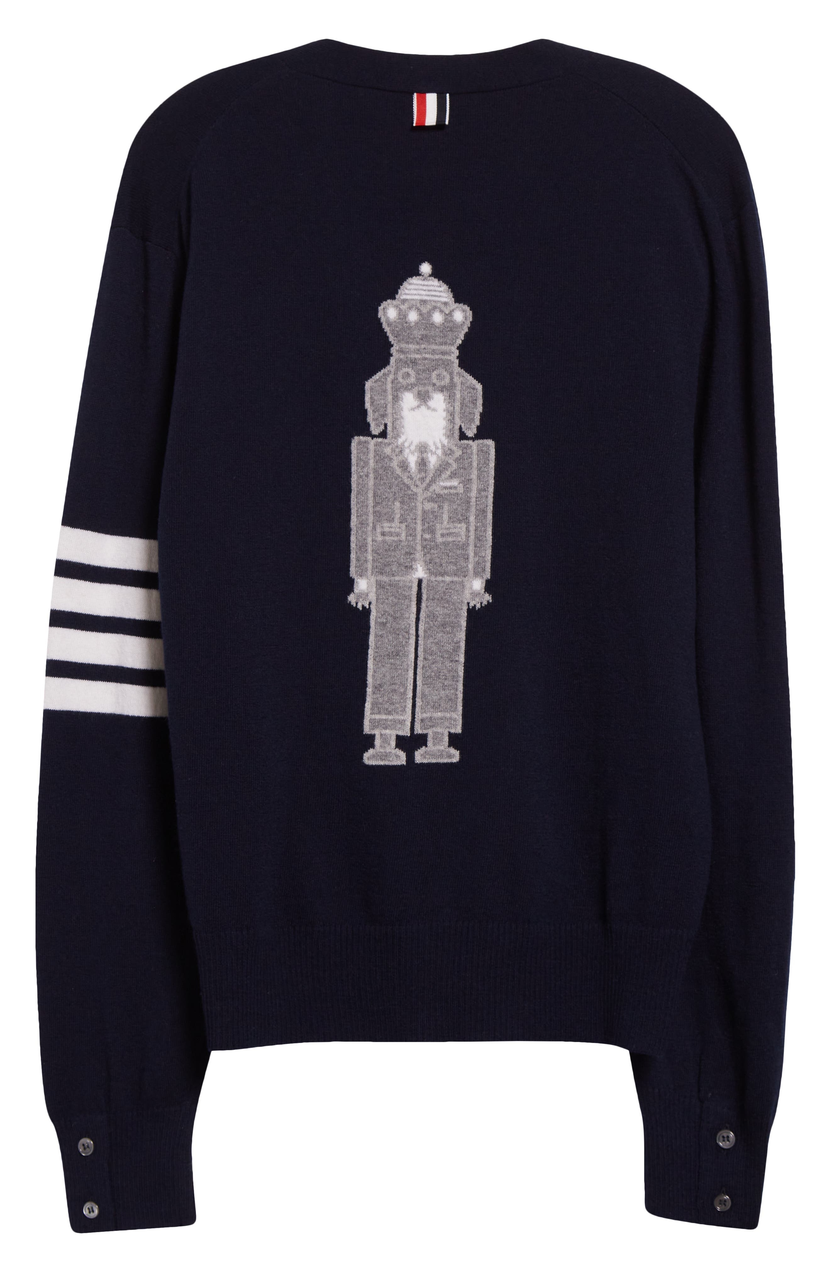 Thom Browne Holiday Hector Nutcracker 4-Bar Virgin Wool Cardigan in Navy at Nordstrom - 7